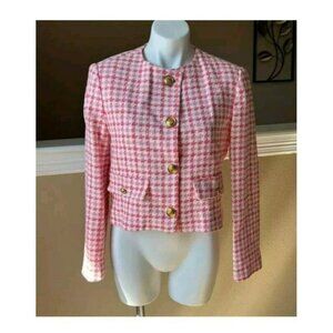 Zara Red Tweed Cropped Blazer Size L NWT 1165 037 Check